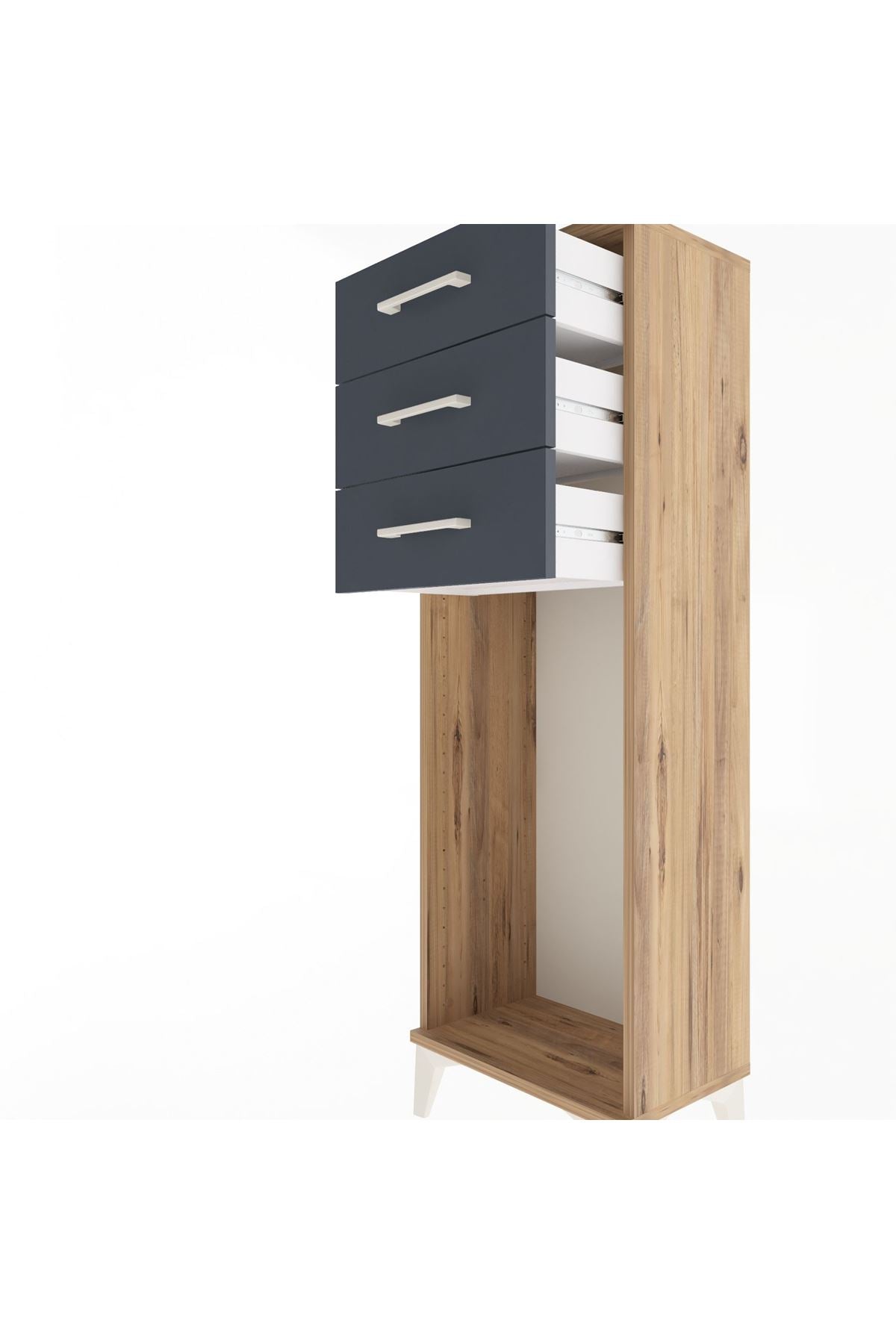 Arges Dolap 3 Çekmeceli 44x30x134 Çam-Antrasit