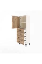 Arges Dolap 2 Raflı 4 Çekmeceli Tek Kapaklı 44x30x134 Aytaşı-Çam