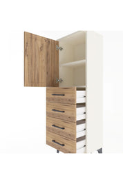 Arges Dolap 2 Raflı 4 Çekmeceli Tek Kapaklı 44x30x134 Aytaşı-Çam