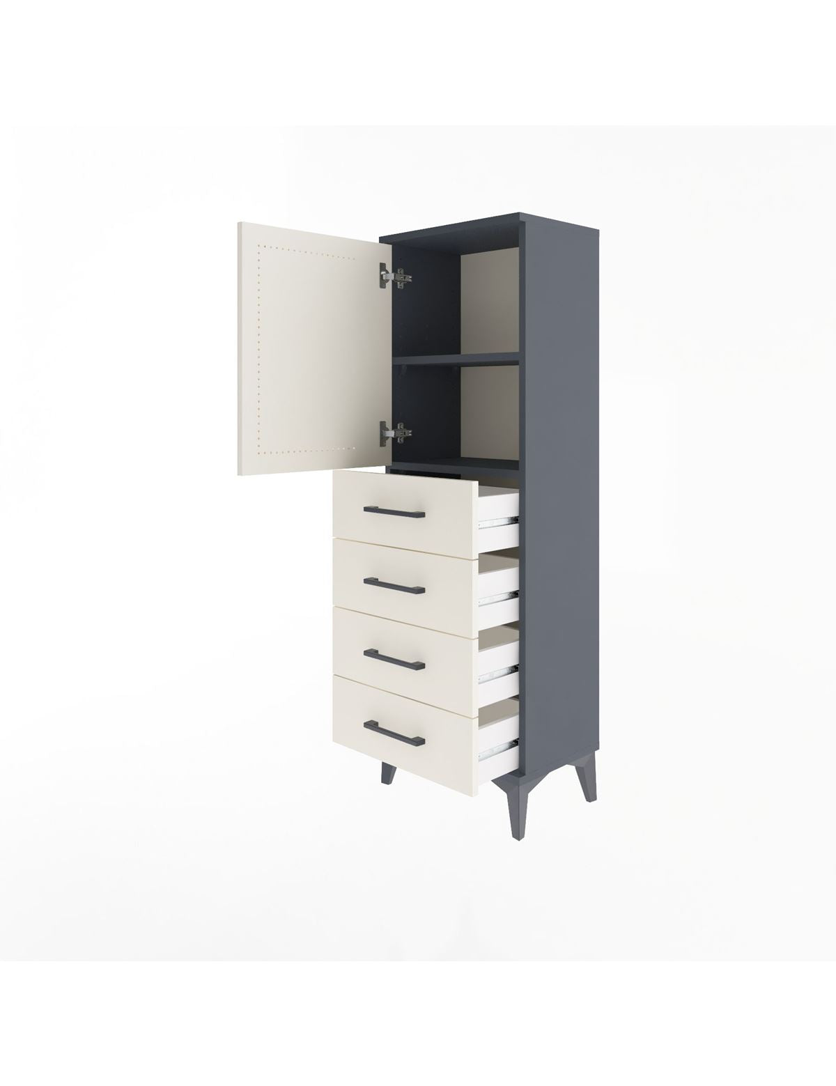 Arges Dolap 2 Raflı 4 Çekmeceli Tek Kapaklı 44x30x134 - S16M058V4A