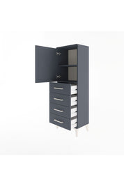 Arges Dolap 2 Raflı 4 Çekmeceli Tek Kapaklı 44x30x134 Antrasit-Antrasit