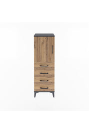 Arges Dolap 2 Raflı 4 Çekmeceli Tek Kapaklı 44x30x134 Antrasit-Çam