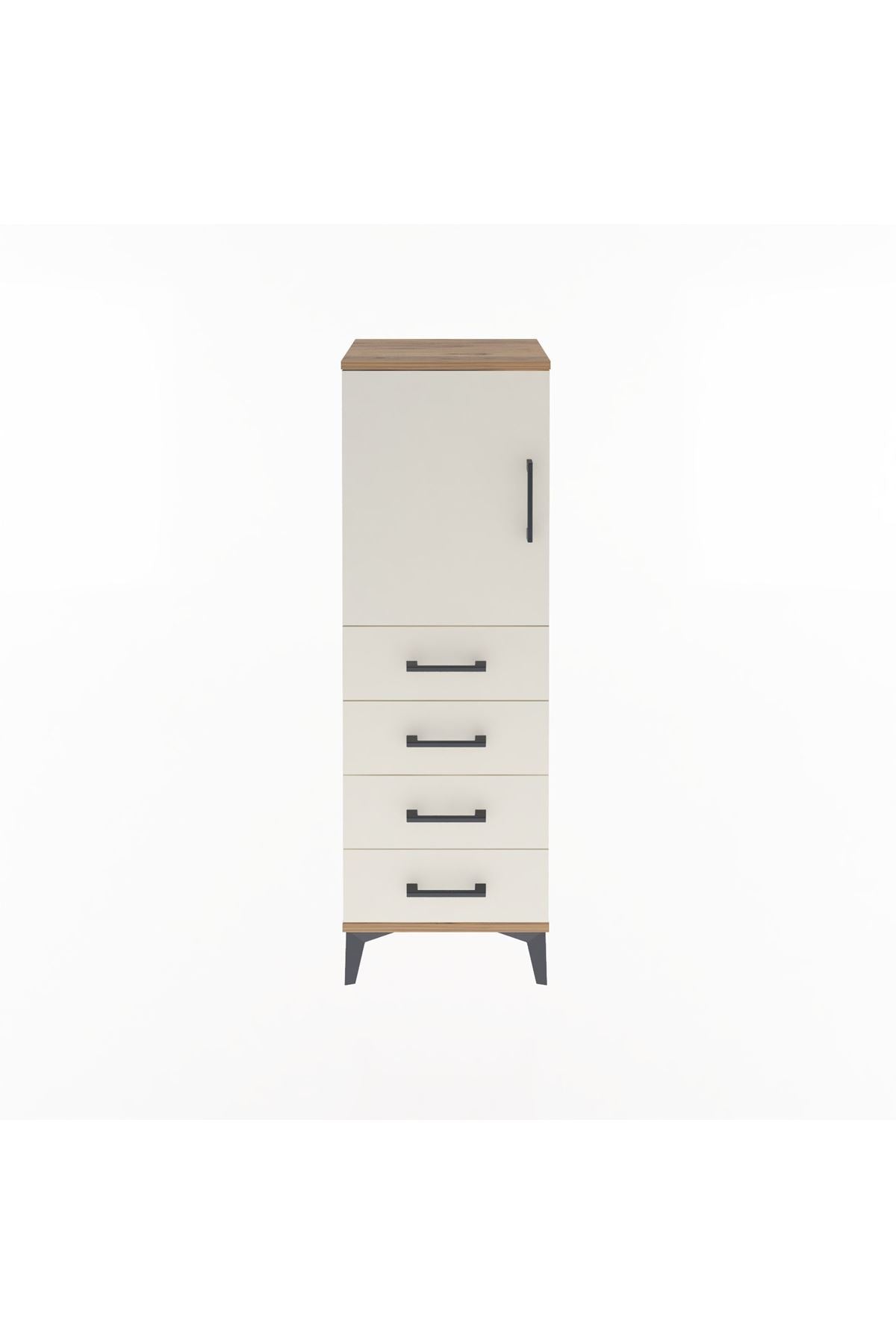 Arges Dolap 2 Raflı 4 Çekmeceli Tek Kapaklı 44x30x134 Çam-Aytaşı