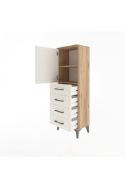 Arges Dolap 2 Raflı 4 Çekmeceli Tek Kapaklı 44x30x134 Çam-Aytaşı
