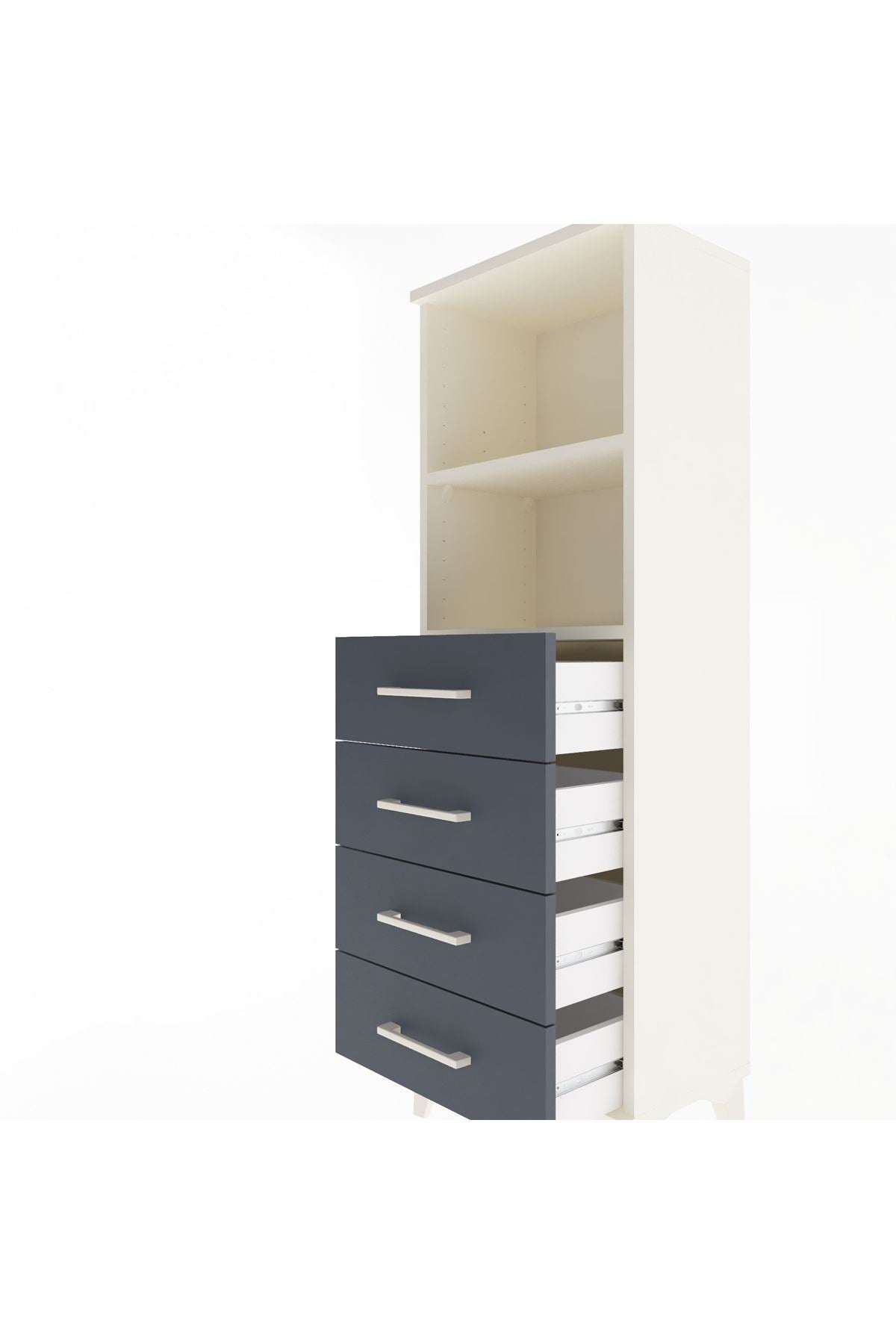 Arges Dolap 2 Raflı 4 Çekmeceli 44x30x134 Aytaşı-Antrasit