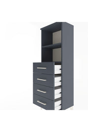 Arges Dolap 2 Raflı 4 Çekmeceli 44x30x134 Antrasit-Antrasit