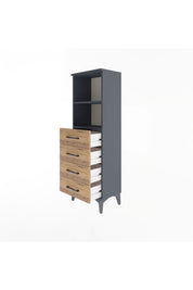 Arges Dolap 2 Raflı 4 Çekmeceli 44x30x134 Antrasit-Çam