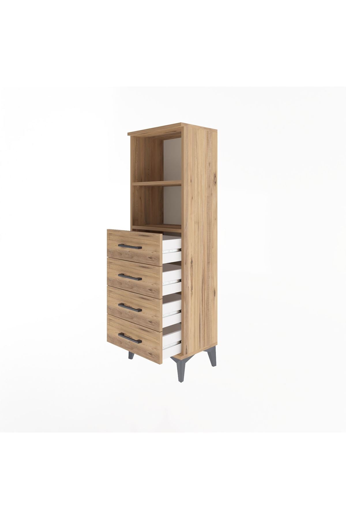 Arges Dolap 2 Raflı 4 Çekmeceli 44x30x134 Çam-Çam