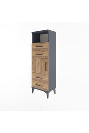 Arges Dolap 2 Raflı 4 Çekmeceli Tek Kapaklı 44x30x134 Antrasit-Çam