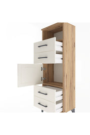 Arges Dolap 2 Raflı 4 Çekmeceli Tek Kapaklı 44x30x134 Çam-Aytaşı