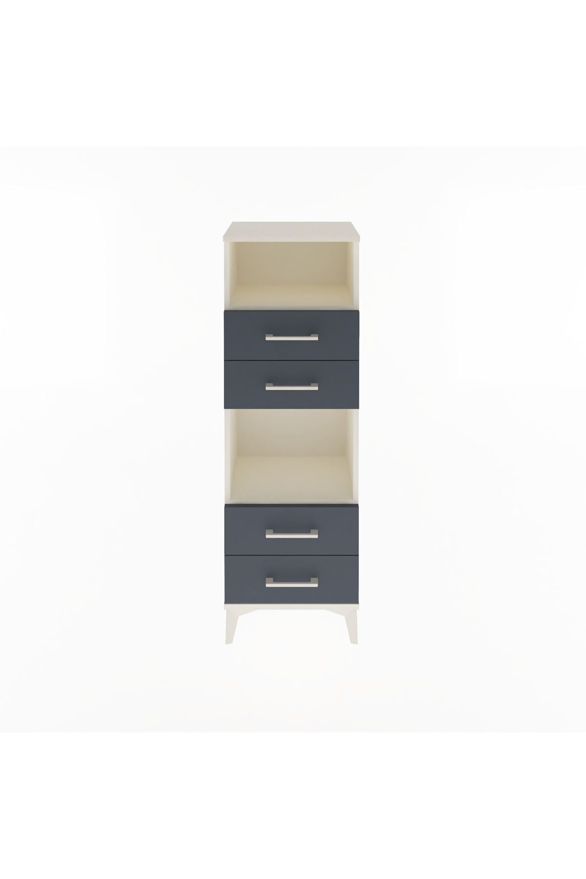 Arges Dolap 2 Raflı 4 Çekmeceli 44x30x134 Aytaşı-Antrasit