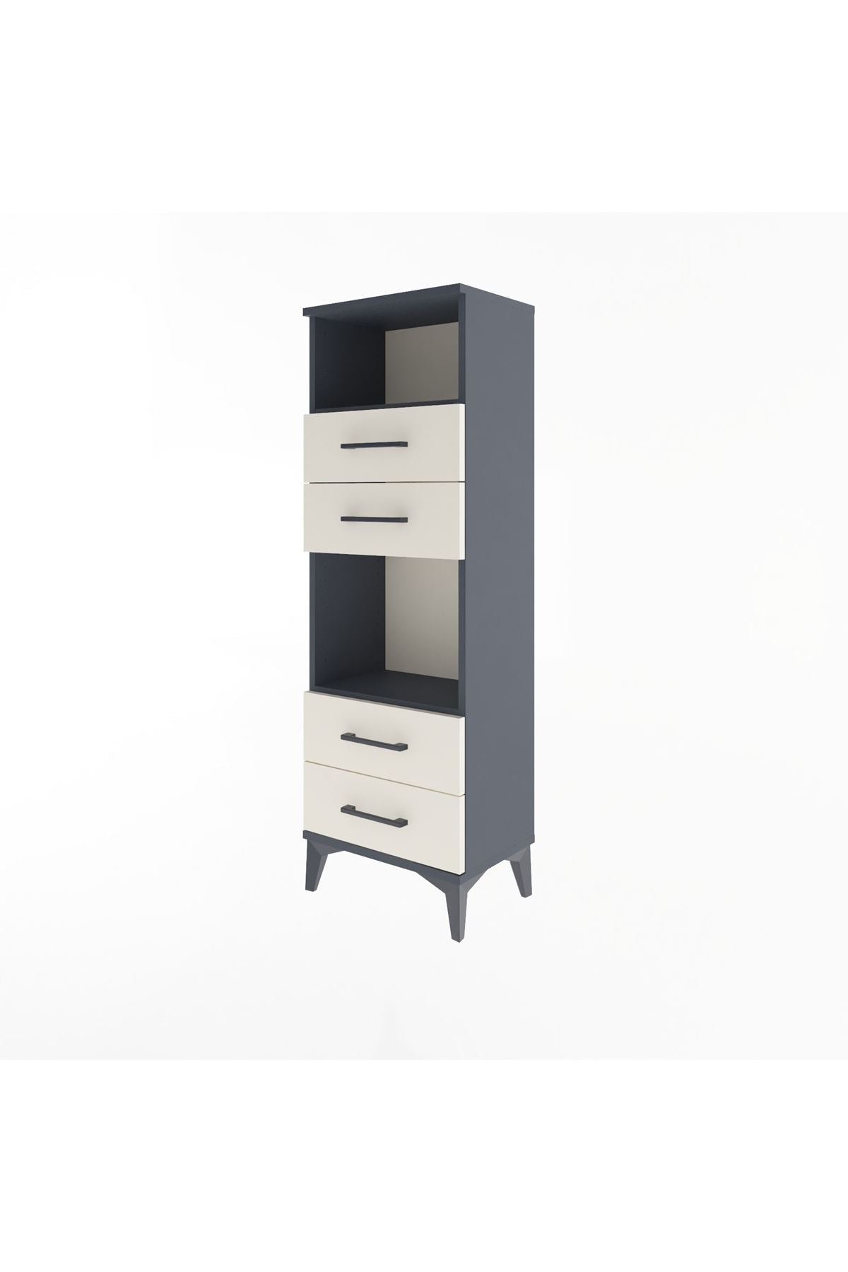 Arges Dolap 2 Raflı 4 Çekmeceli 44x30x134 Antrasit-Aytaşı