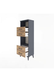 Arges Dolap 2 Raflı 4 Çekmeceli 44x30x134 Antrasit-Çam