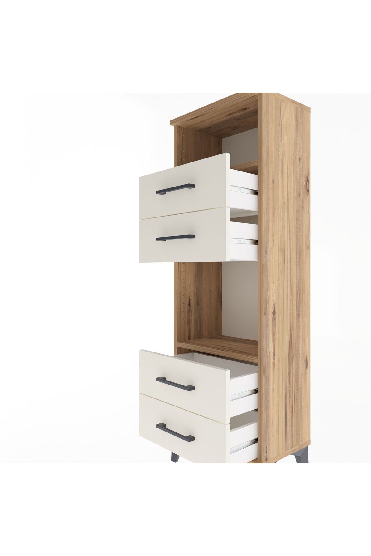 Arges Dolap 2 Raflı 4 Çekmeceli 44x30x134 Çam-Aytaşı