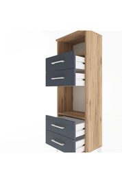 Arges Dolap 2 Raflı 4 Çekmeceli 44x30x134 Çam-Antrasit