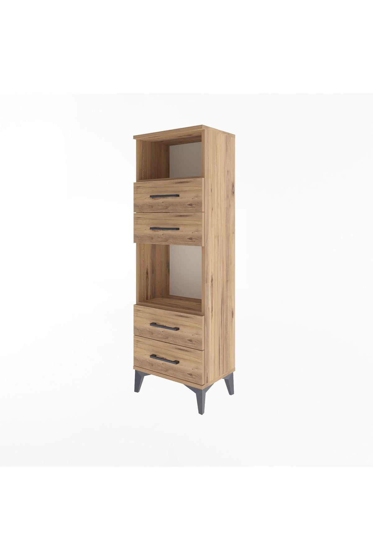 Arges Dolap 2 Raflı 4 Çekmeceli 44x30x134 Çam-Çam