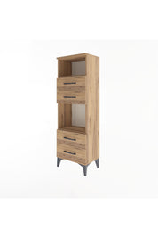 Arges Dolap 2 Raflı 4 Çekmeceli 44x30x134 Çam-Çam