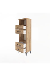 Arges Dolap 2 Raflı 4 Çekmeceli 44x30x134 Çam-Çam