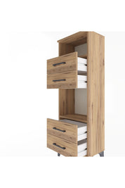 Arges Dolap 2 Raflı 4 Çekmeceli 44x30x134 Çam-Çam