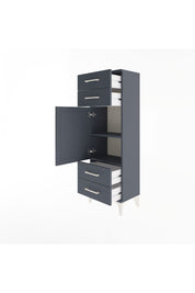 Arges Dolap 2 Raflı 4 Çekmeceli Tek Kapaklı 44x30x134 Antrasit-Antrasit