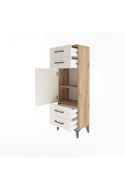 Arges Dolap 2 Raflı 4 Çekmeceli Tek Kapaklı 44x30x134 Çam-Aytaşı