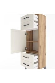 Arges Dolap 2 Raflı 4 Çekmeceli Tek Kapaklı 44x30x134 Çam-Aytaşı