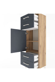 Arges Dolap 2 Raflı 4 Çekmeceli Tek Kapaklı 44x30x134 Çam-Antrasit