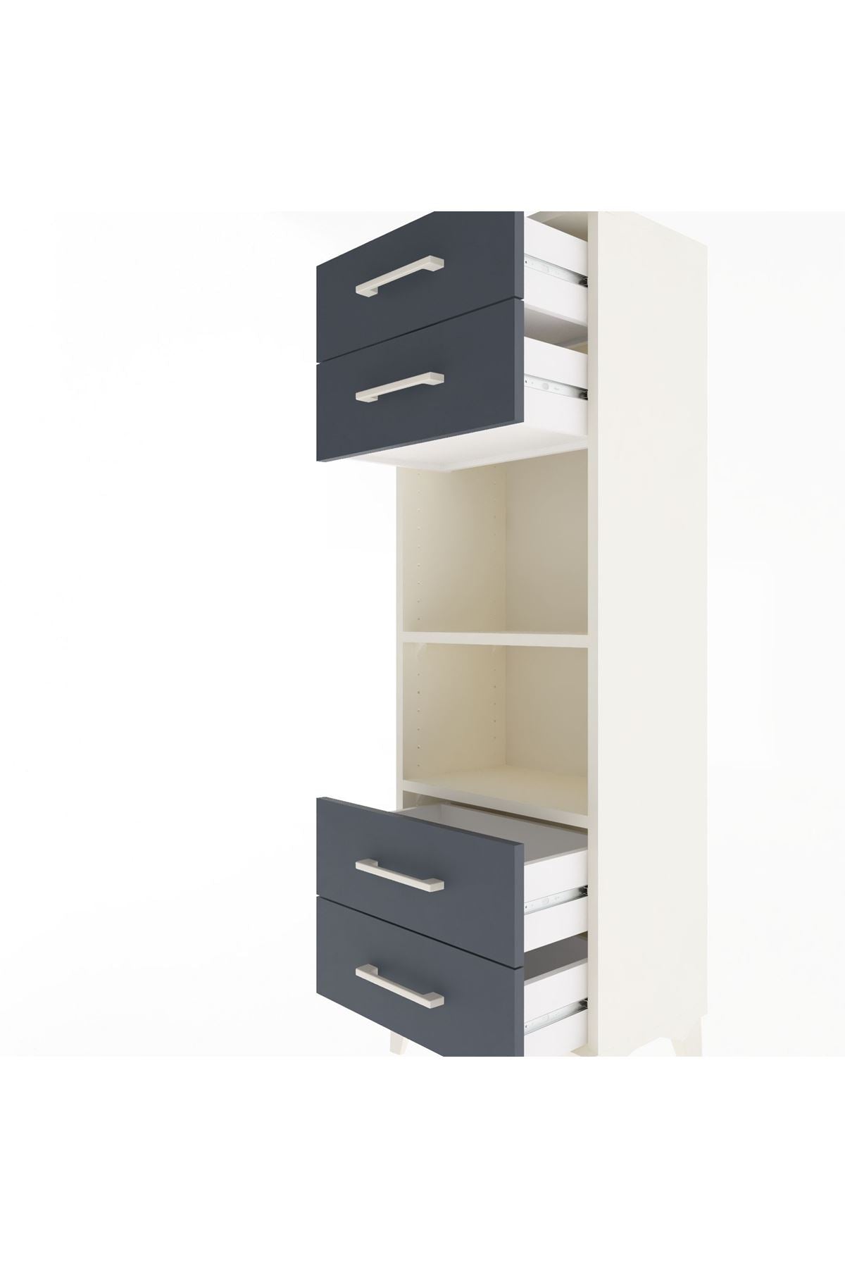 Arges Dolap 2 Raflı 4 Çekmeceli 44x30x134 Aytaşı-Antrasit