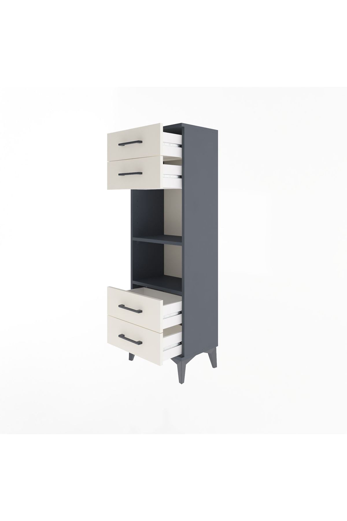 Arges Dolap 2 Raflı 4 Çekmeceli 44x30x134 Antrasit-Aytaşı