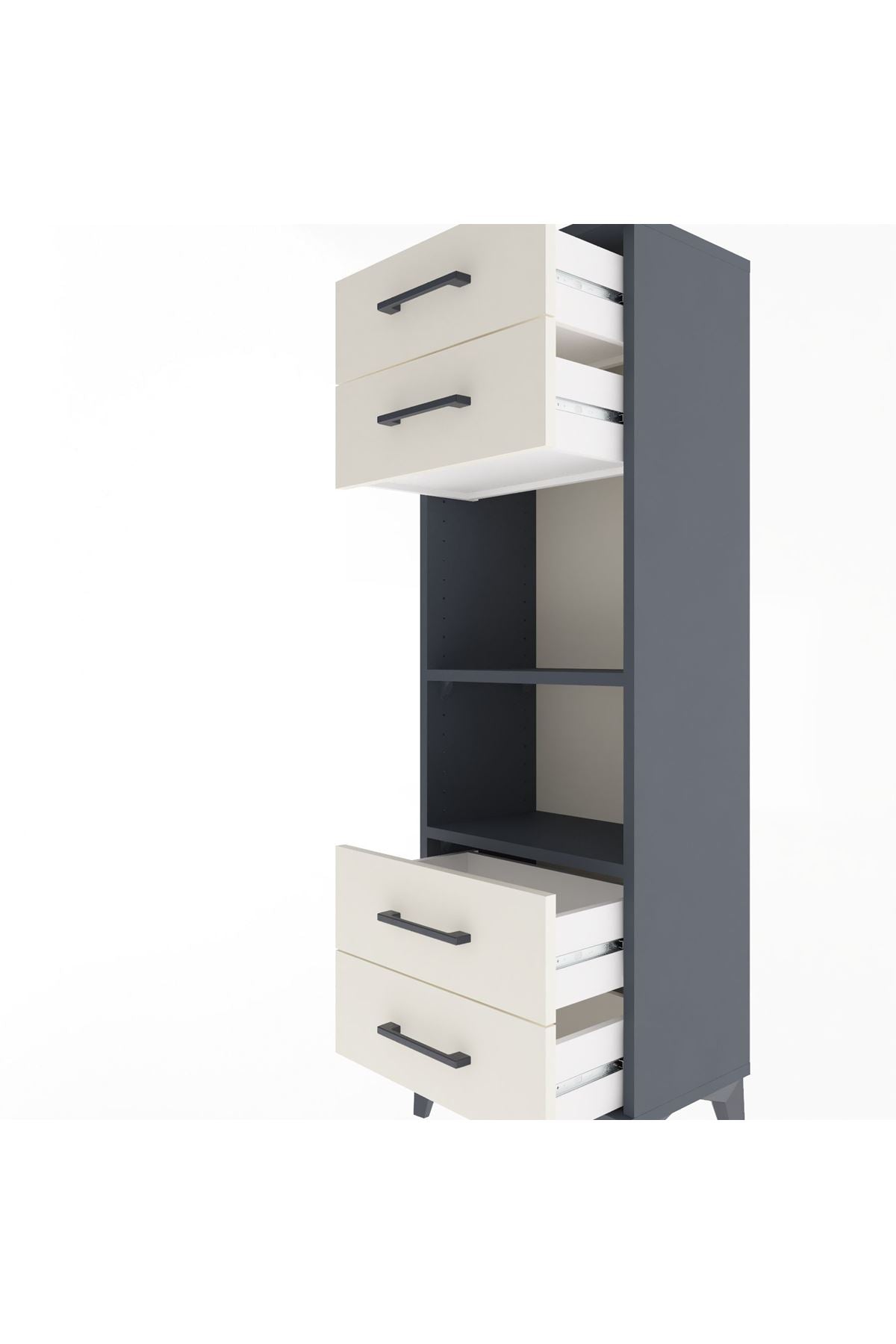 Arges Dolap 2 Raflı 4 Çekmeceli 44x30x134 Antrasit-Aytaşı