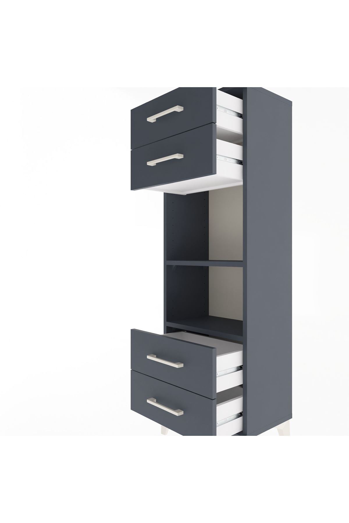 Arges Dolap 2 Raflı 4 Çekmeceli 44x30x134 Antrasit-Antrasit