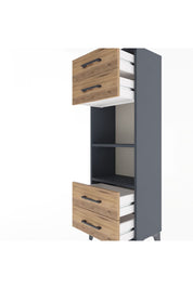 Arges Dolap 2 Raflı 4 Çekmeceli 44x30x134 Antrasit-Çam