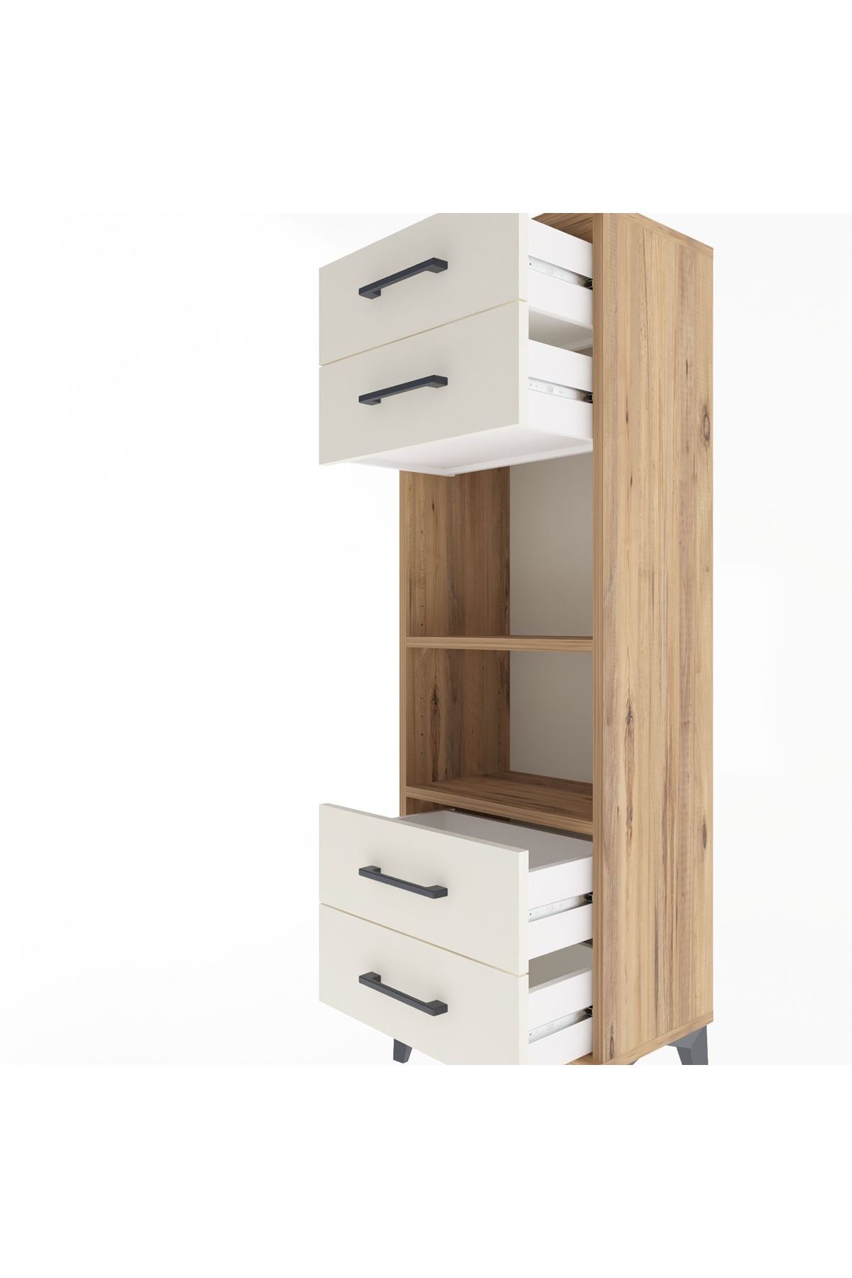 Arges Dolap 2 Raflı 4 Çekmeceli 44x30x134 Çam-Aytaşı