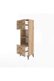 Arges Dolap 2 Raflı 4 Çekmeceli 44x30x134 Çam-Çam