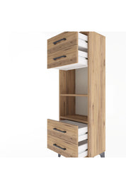 Arges Dolap 2 Raflı 4 Çekmeceli 44x30x134 Çam-Çam