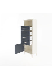 Arges Dolap Tek Raflı 4 Çekmeceli Tek Kapaklı 44x30x134 Aytaşı-Antrasit