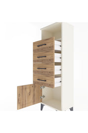 Arges Dolap Tek Raflı 4 Çekmeceli Tek Kapaklı 44x30x134 Aytaşı-Çam