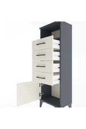 Arges Dolap Tek Raflı 4 Çekmeceli Tek Kapaklı 44x30x134 Antrasit-Aytaşı