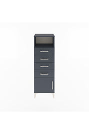 Arges Dolap Tek Raflı 4 Çekmeceli Tek Kapaklı 44x30x134 Antrasit-Antrasit