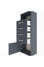 Arges Dolap Tek Raflı 4 Çekmeceli Tek Kapaklı 44x30x134 Antrasit-Antrasit