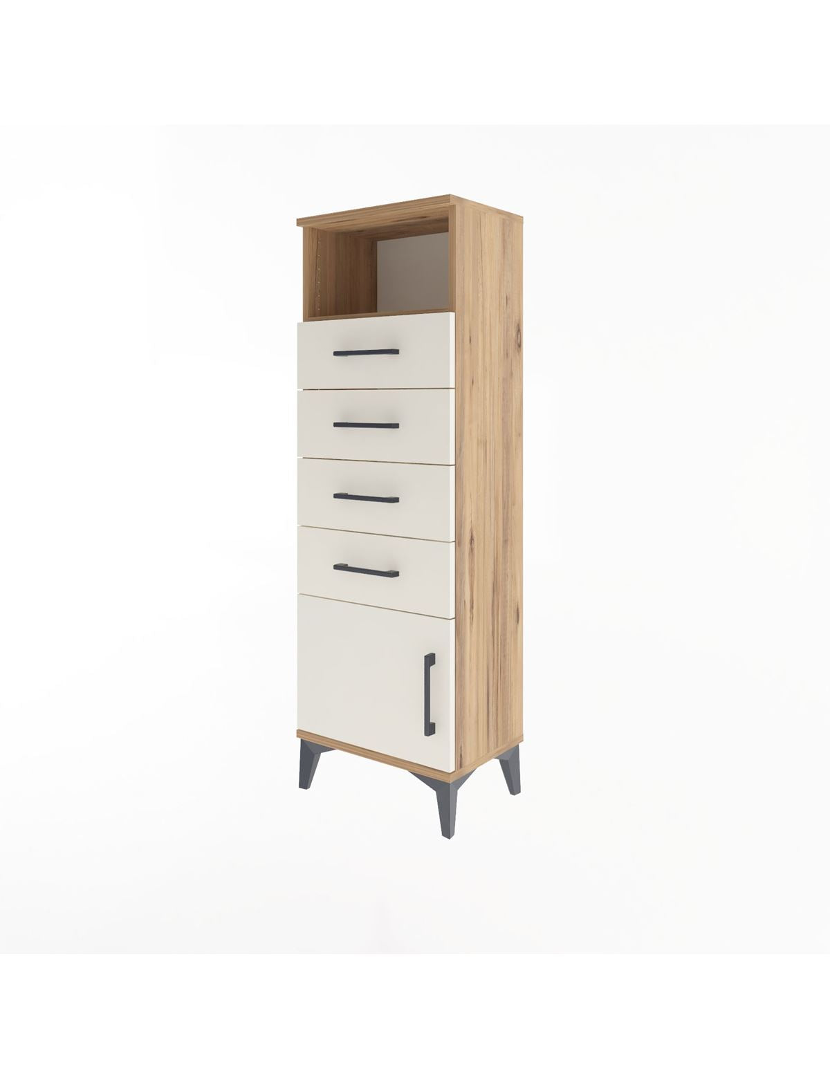 Arges Dolap Tek Raflı 4 Çekmeceli Tek Kapaklı 44x30x134 - S16M064V7A