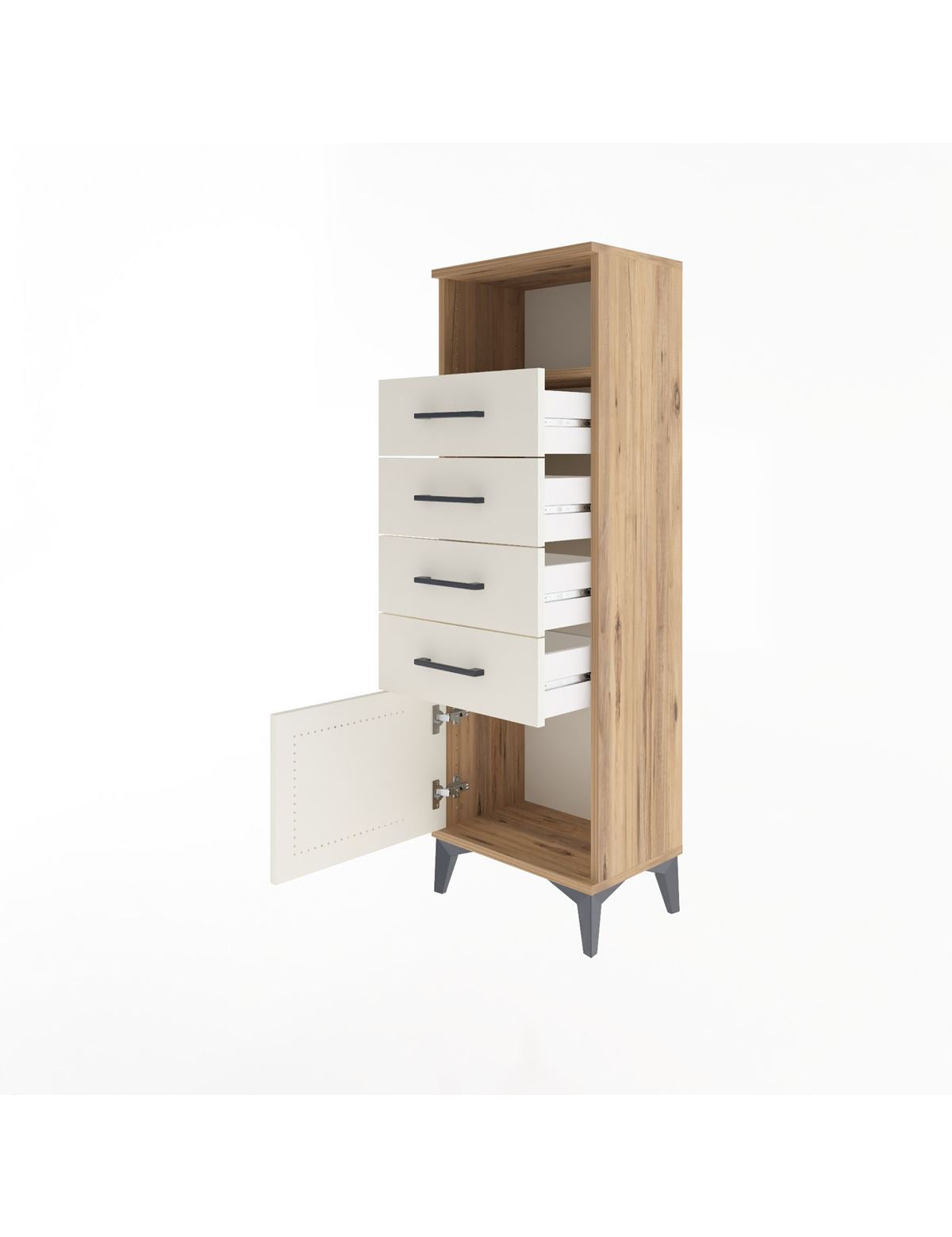Arges Dolap Tek Raflı 4 Çekmeceli Tek Kapaklı 44x30x134 - S16M064V7A