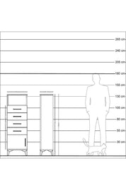 Arges Dolap Tek Raflı 4 Çekmeceli Tek Kapaklı 44x30x134 Çam-Çam