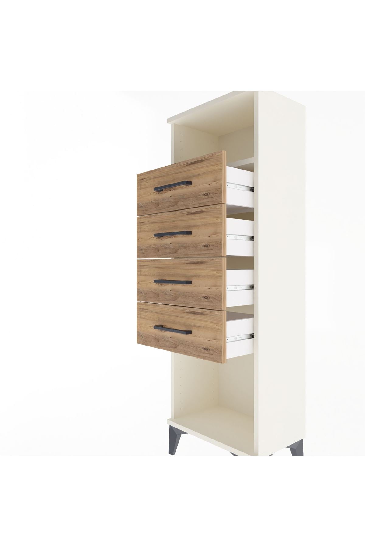 Arges Dolap Tek Raflı 4 Çekmeceli 44x30x134 Aytaşı-Çam