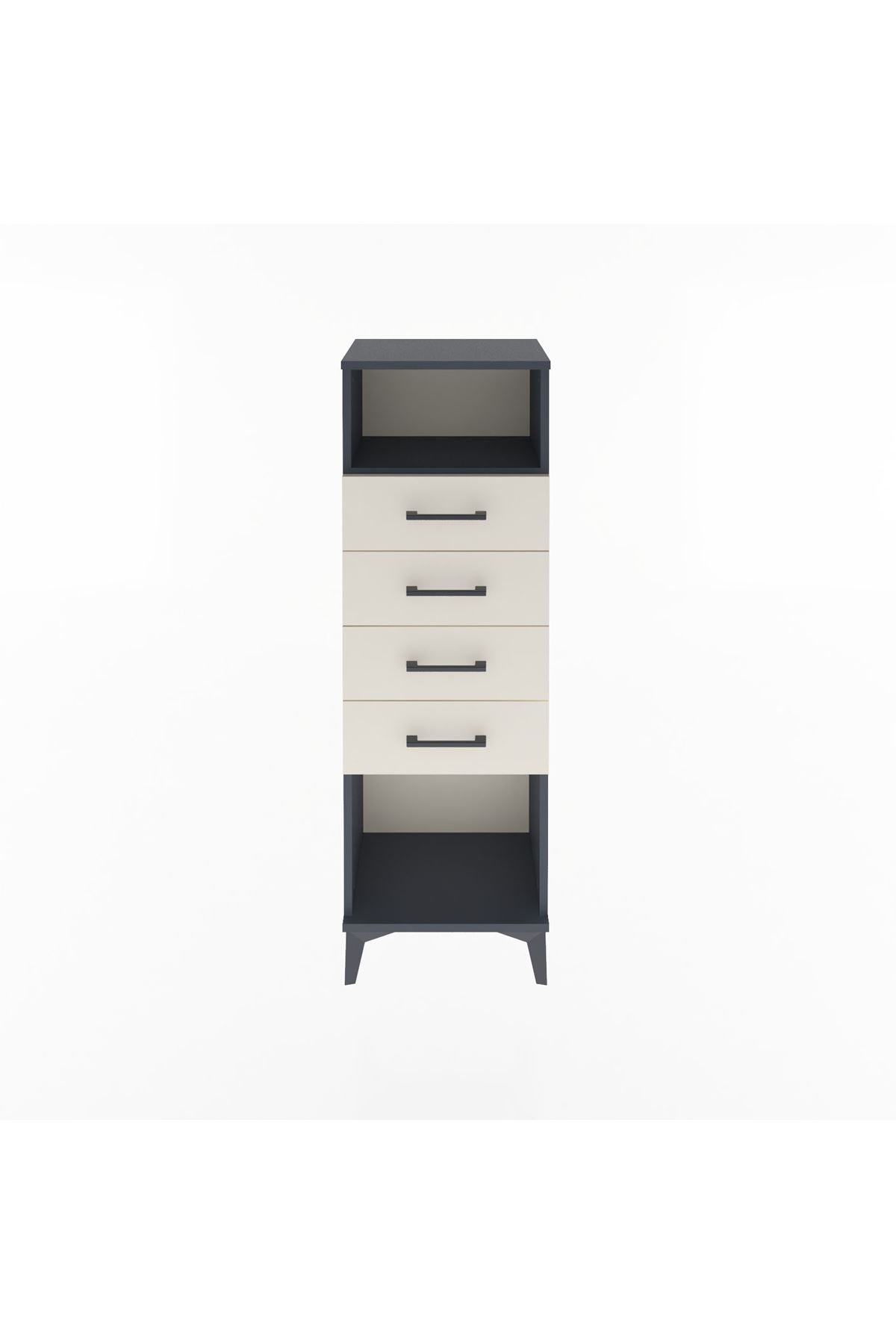 Arges Dolap Tek Raflı 4 Çekmeceli 44x30x134 Antrasit-Aytaşı