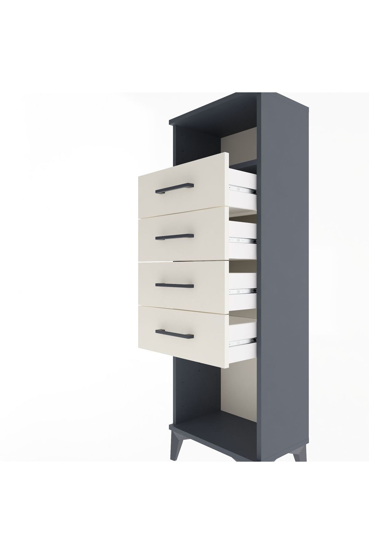Arges Dolap Tek Raflı 4 Çekmeceli 44x30x134 Antrasit-Aytaşı