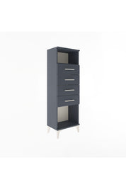 Arges Dolap Tek Raflı 4 Çekmeceli 44x30x134 Antrasit-Antrasit