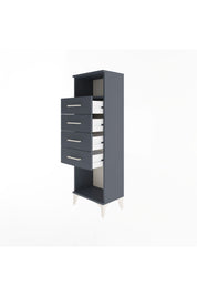 Arges Dolap Tek Raflı 4 Çekmeceli 44x30x134 Antrasit-Antrasit