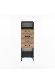 Arges Dolap Tek Raflı 4 Çekmeceli 44x30x134 Antrasit-Çam