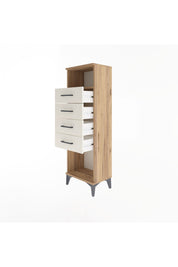 Arges Dolap Tek Raflı 4 Çekmeceli 44x30x134 Çam-Aytaşı